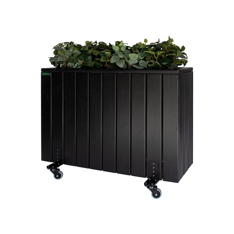 Jardinera Alta De Madera Con Ruedas 100 X 34 X 80 Cm Ebony Black Hortalia_0