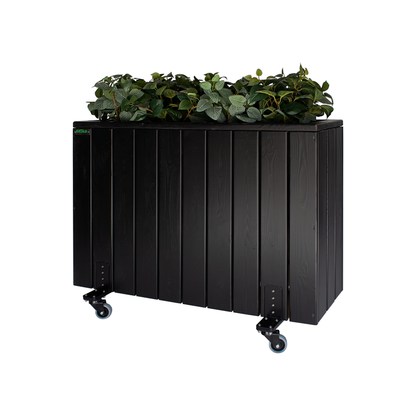 Jardinera Alta De Madera Con Ruedas 100 X 34 X 80 Cm Ebony Black Hortalia_0