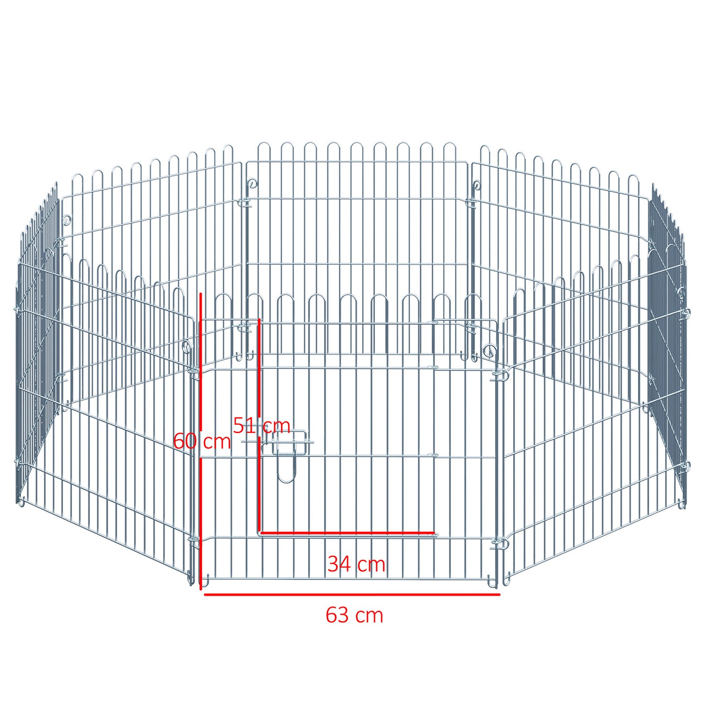 Pawhut Parque Para Perros De 8 Piezas 63x60 Cm Con 1 Puerta Plata_2