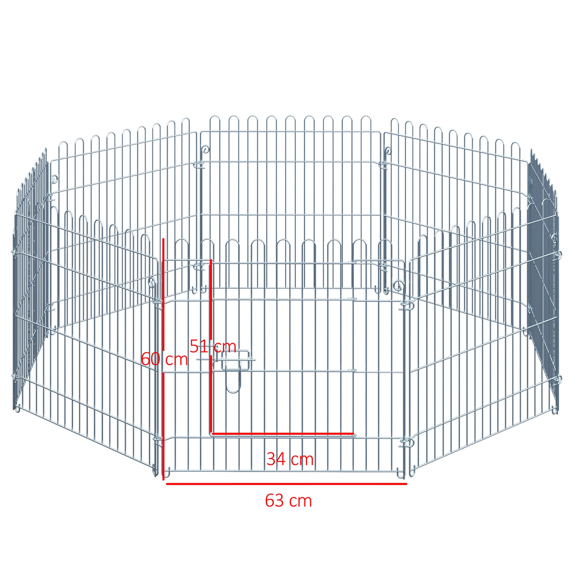 Pawhut Parque Para Perros De 8 Piezas 63x60 Cm Con 1 Puerta Plata_2