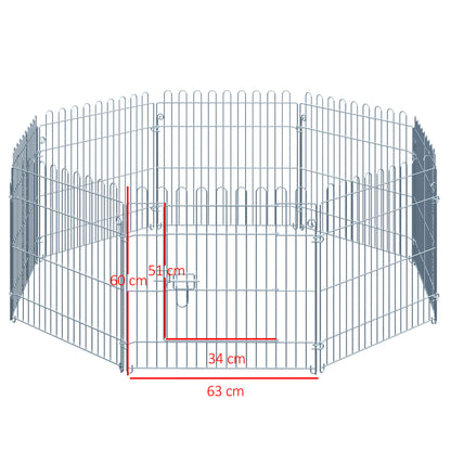 Pawhut Parque Para Perros De 8 Piezas 63x60 Cm Con 1 Puerta Plata_2