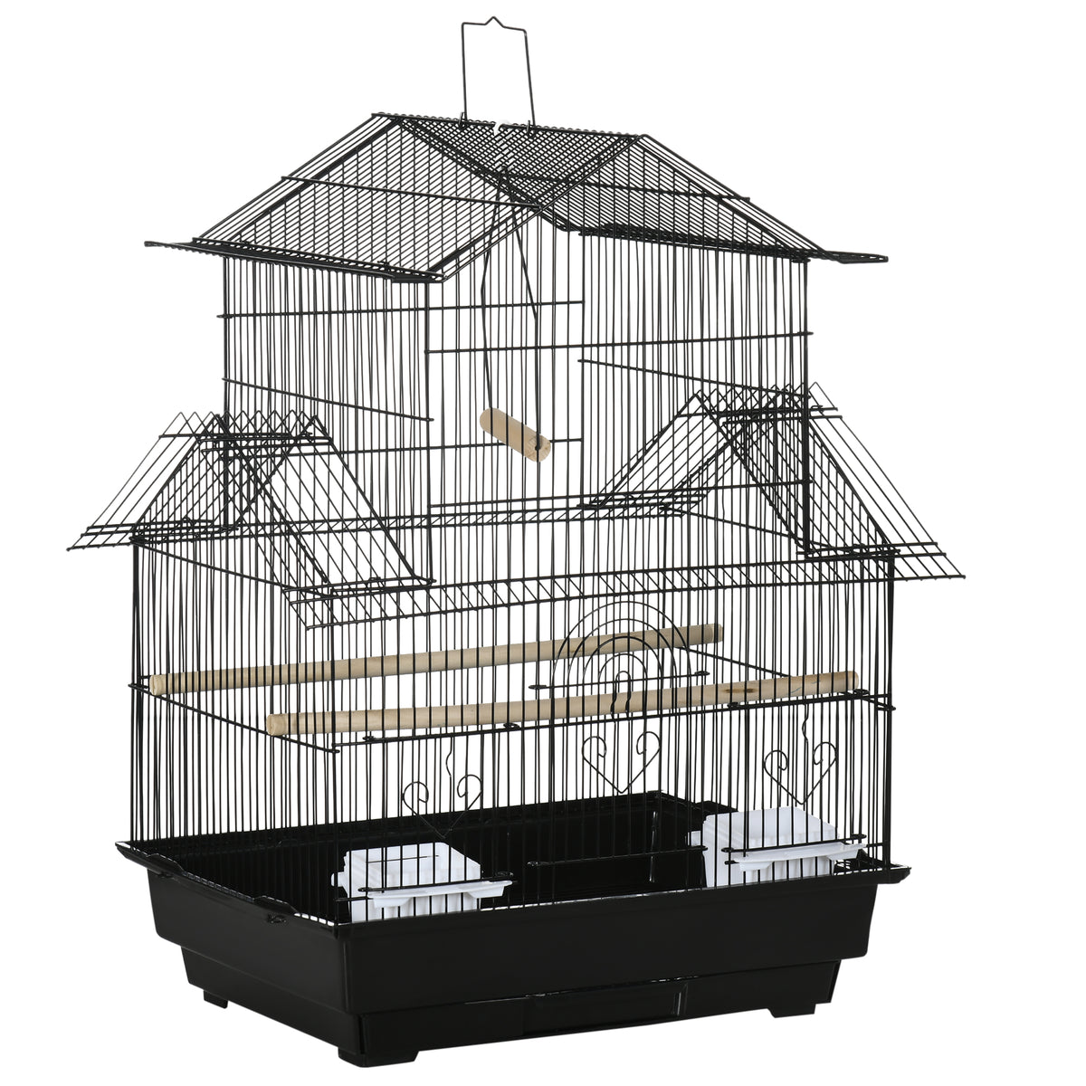 Pawhut Jaula Para Pájaros 50,5x41x63 Cm Con 5 Puertas 2 Comederos 2 Perchas_0