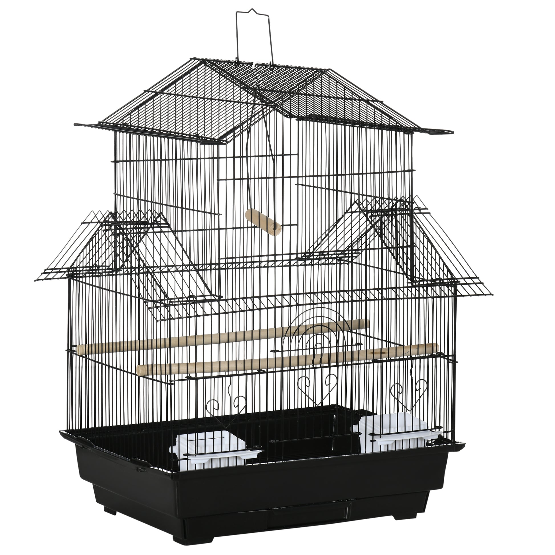 Pawhut Jaula Para Pájaros 50,5x41x63 Cm Con 5 Puertas 2 Comederos 2 Perchas_0