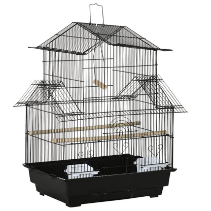 Pawhut Jaula Para Pájaros 50,5x41x63 Cm Con 5 Puertas 2 Comederos 2 Perchas_0
