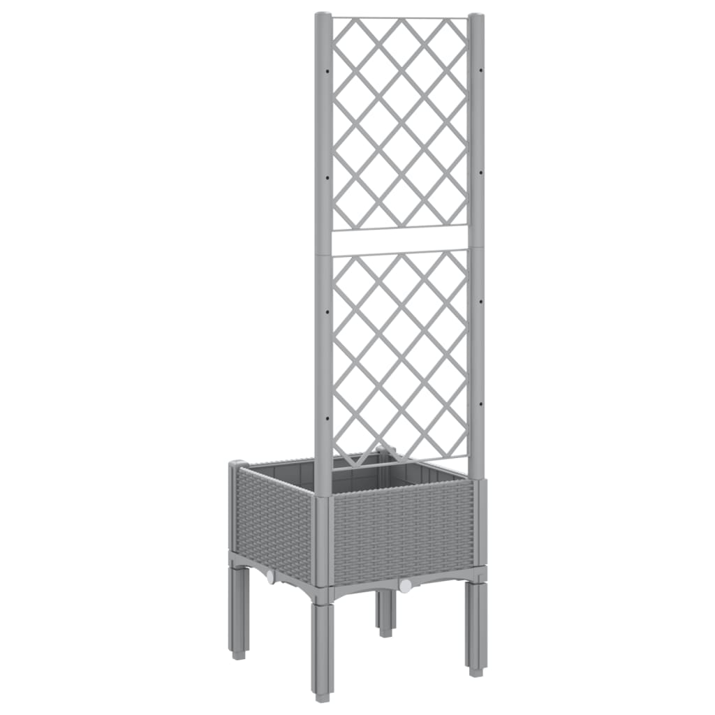 Jardinera Con Enrejado Pp Gris Claro 40x40x142 Cm_4