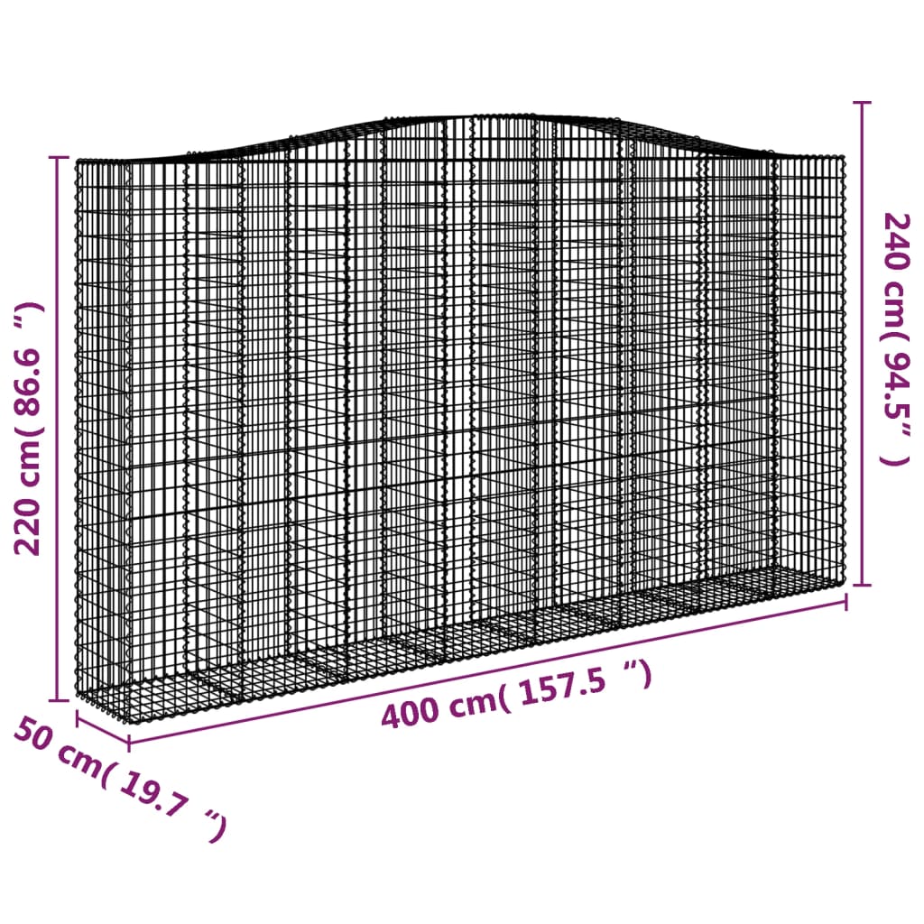 Cestas De Gaviones 2 Uds Forma De Arco Hierro 400x50x220/240 Cm_5
