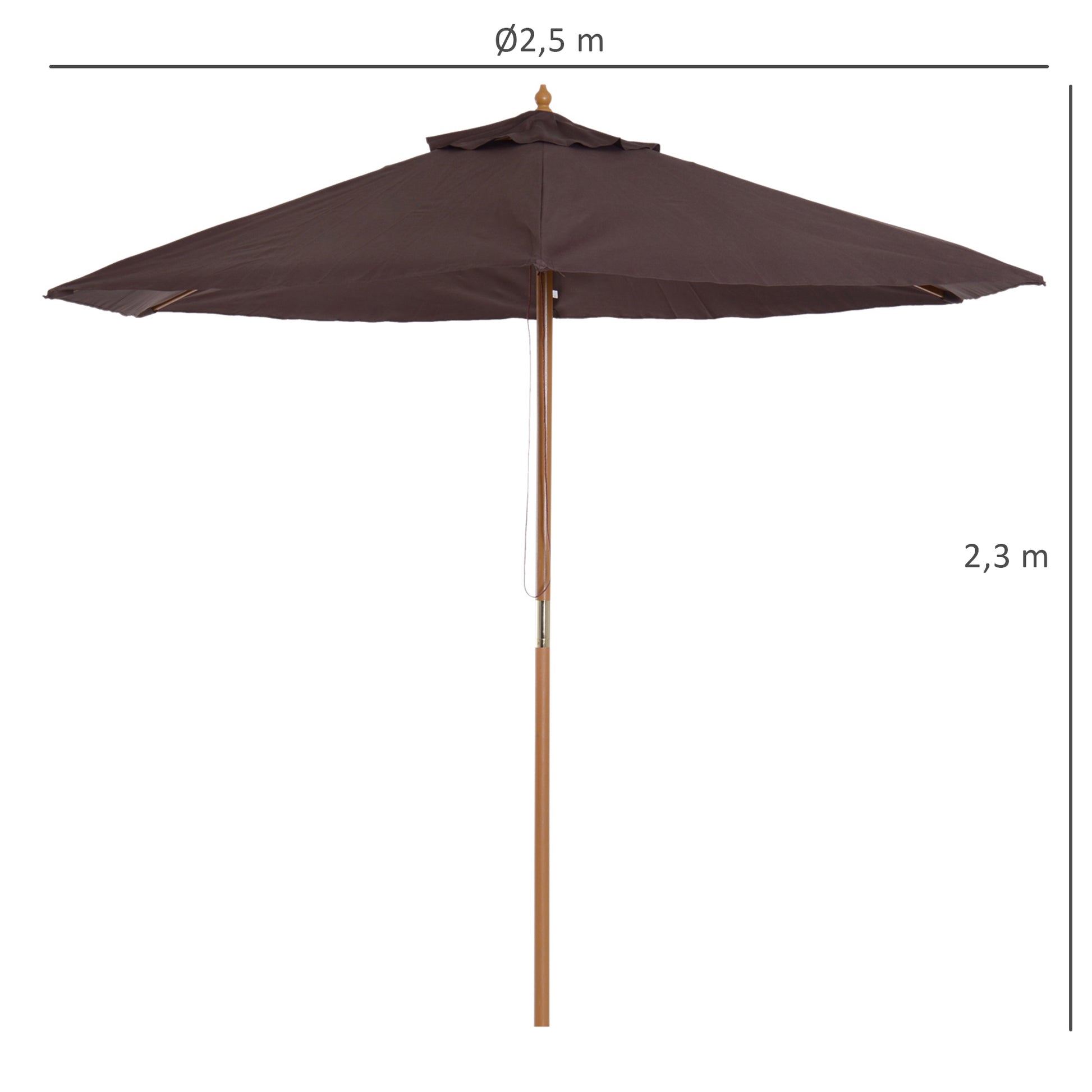 Outsunny Sombrilla De Jardín Con 6 Varillas De Bambú Y Poste Desmontable Ø2,5 M_2