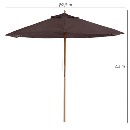 Outsunny Sombrilla De Jardín Con 6 Varillas De Bambú Y Poste Desmontable Ø2,5 M_2