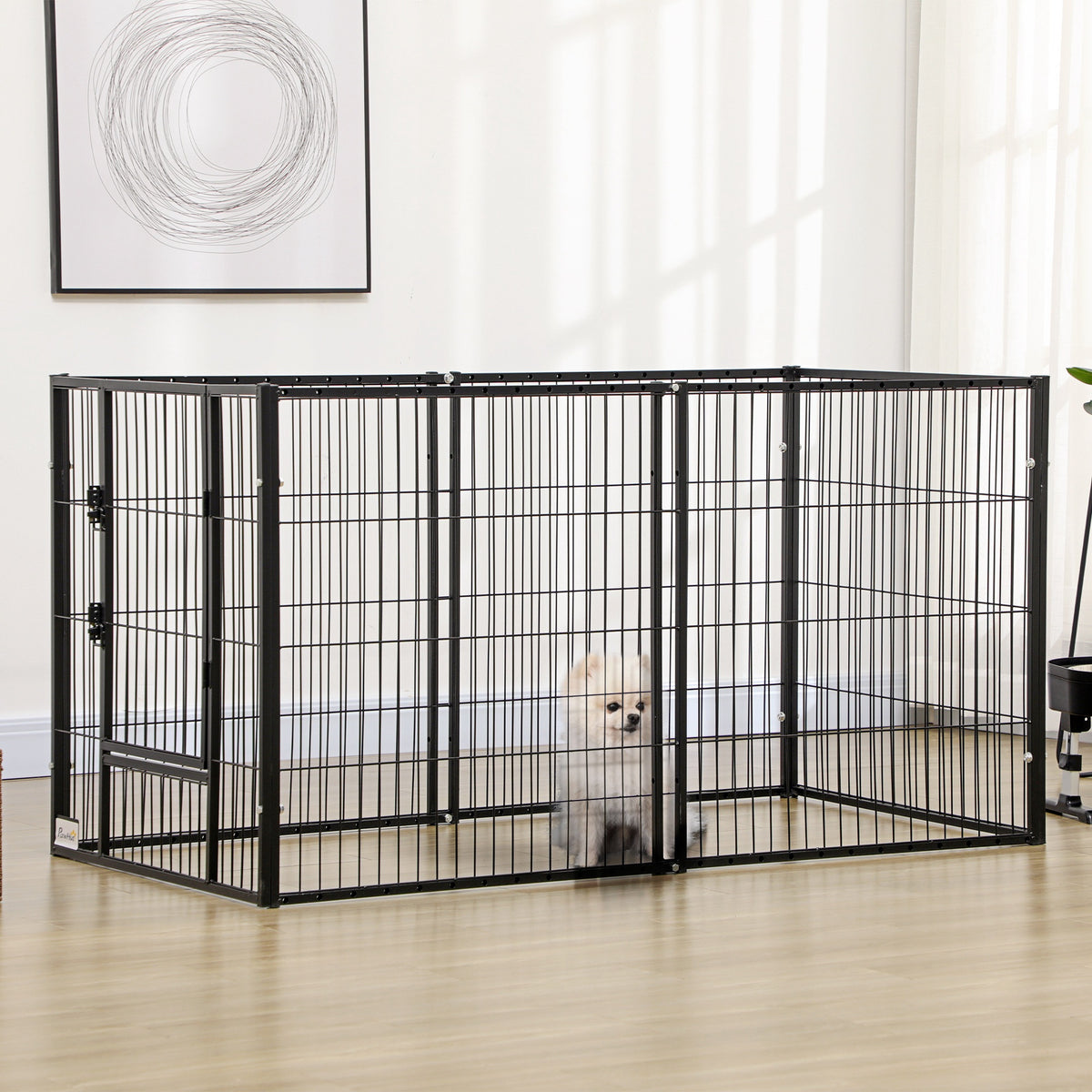 Pawhut Parque Para Perros De 6 Paneles Ajustable 82,5-150x79x81 Cm Negro_1