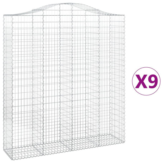 Cestas De Gaviones 9 Uds Forma De Arco Hierro 200x50x220/240 Cm_0