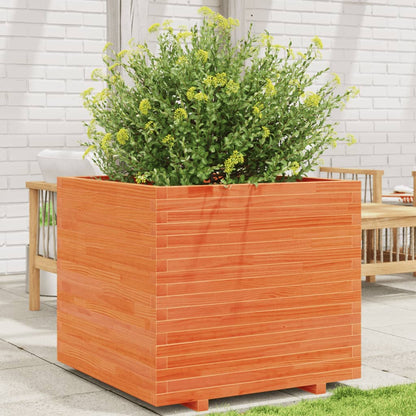 Jardinera Madera Maciza De Pino Marrón Cera 80x80x72 Cm_1
