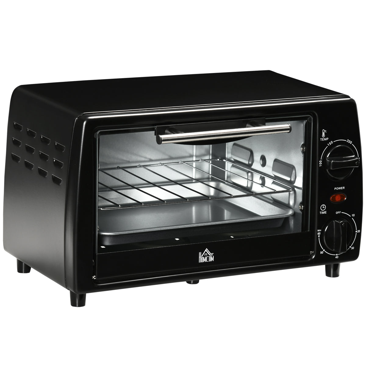 Homcom Horno Eléctrico Sobremesa 10 L 750w Temperatura 230 ℃ 36,5x26x22 Cm Negro_0