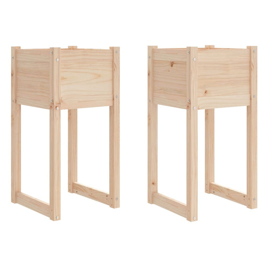 Jardinera 2 Unidades Madera Maciza De Pino 40x40x81 Cm_0