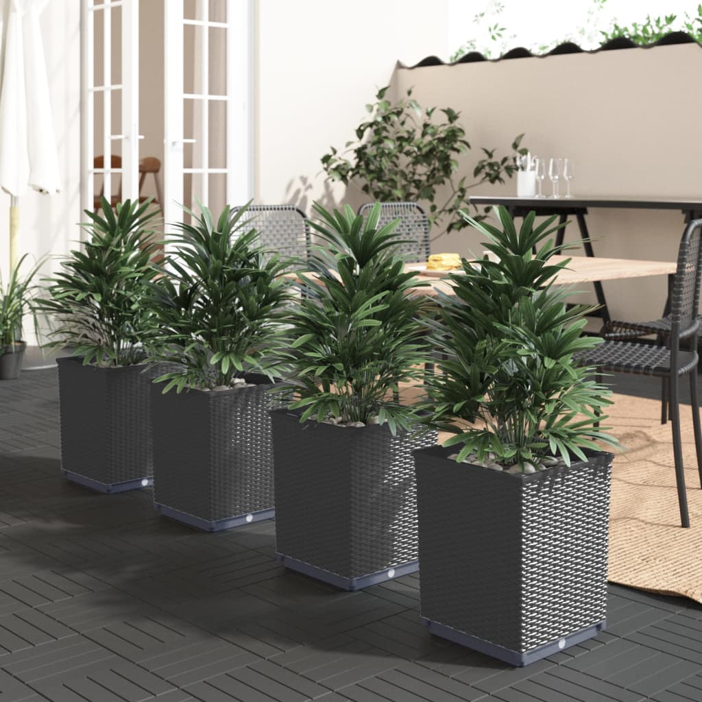 Jardineras 4 Uds Polipropileno Negro 30x30x37 Cm_1