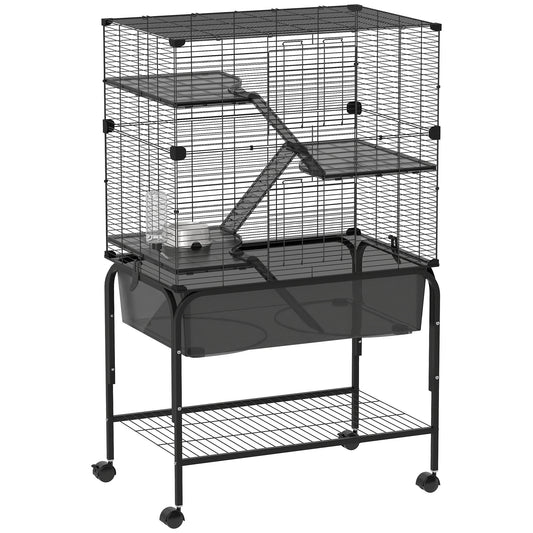 Jaula Animales Pequeños Pawhut Acero, Pet Negro 73x47x123 Cm D51-490v01bk_0