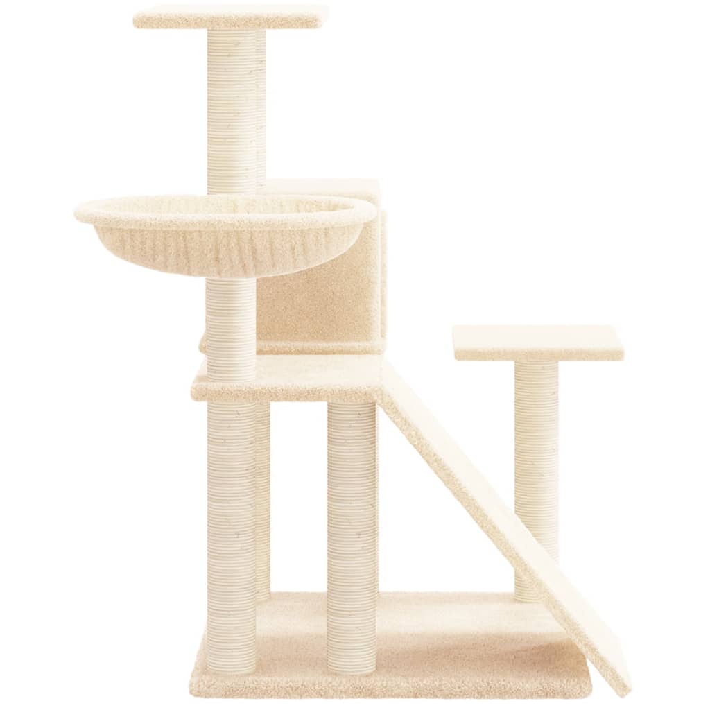 Rascador Para Gatos Con Postes De Sisal Color Crema 82 Cm_3