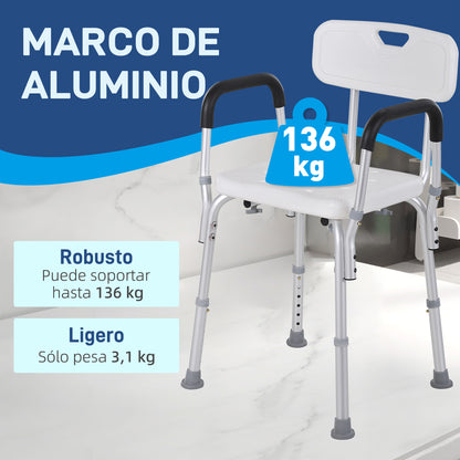Homcom Silla Ducha Personas Mayores Antideslizante Con Altura Ajustable_2