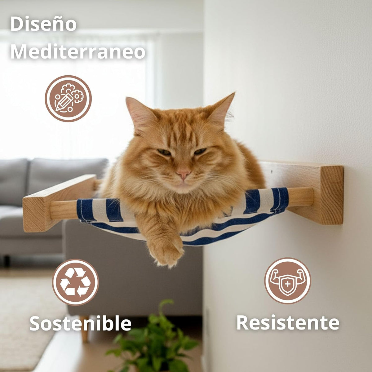 Cama Colgante Para Gatos Bahía Con Rascador Integrado Y Estructura De Escalada Althea Living 5x76x40cm_2