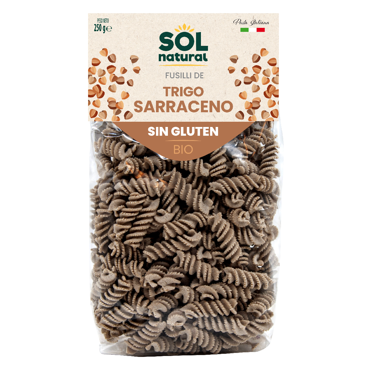 Fusilli de trigo sarraceno sin gluten bio Sol Natural 250 g