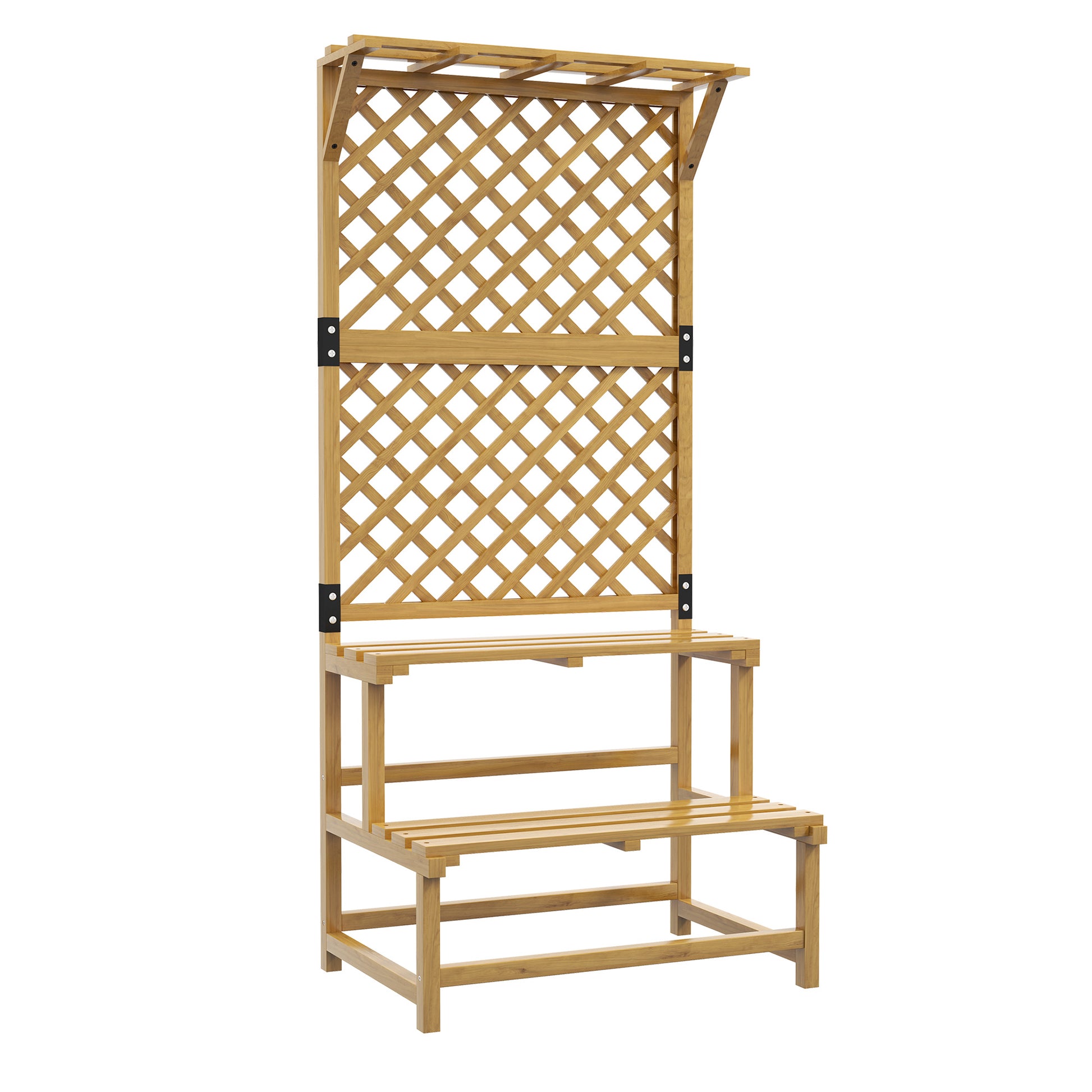 Outsunny Estantería Para Plantas De Madera Con Enrejado 75x50x166 Cm Natural_0