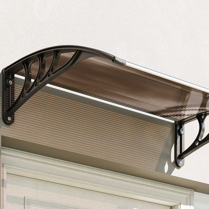 Outsunny Tejadillo De Protección 75x100cm Marquesina Para Puerta Marrón_3