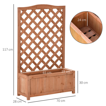 Outsunny Jardinera Con Enrejado Madera Arriate Para Trepadora 70x28x117cm Marrón_2