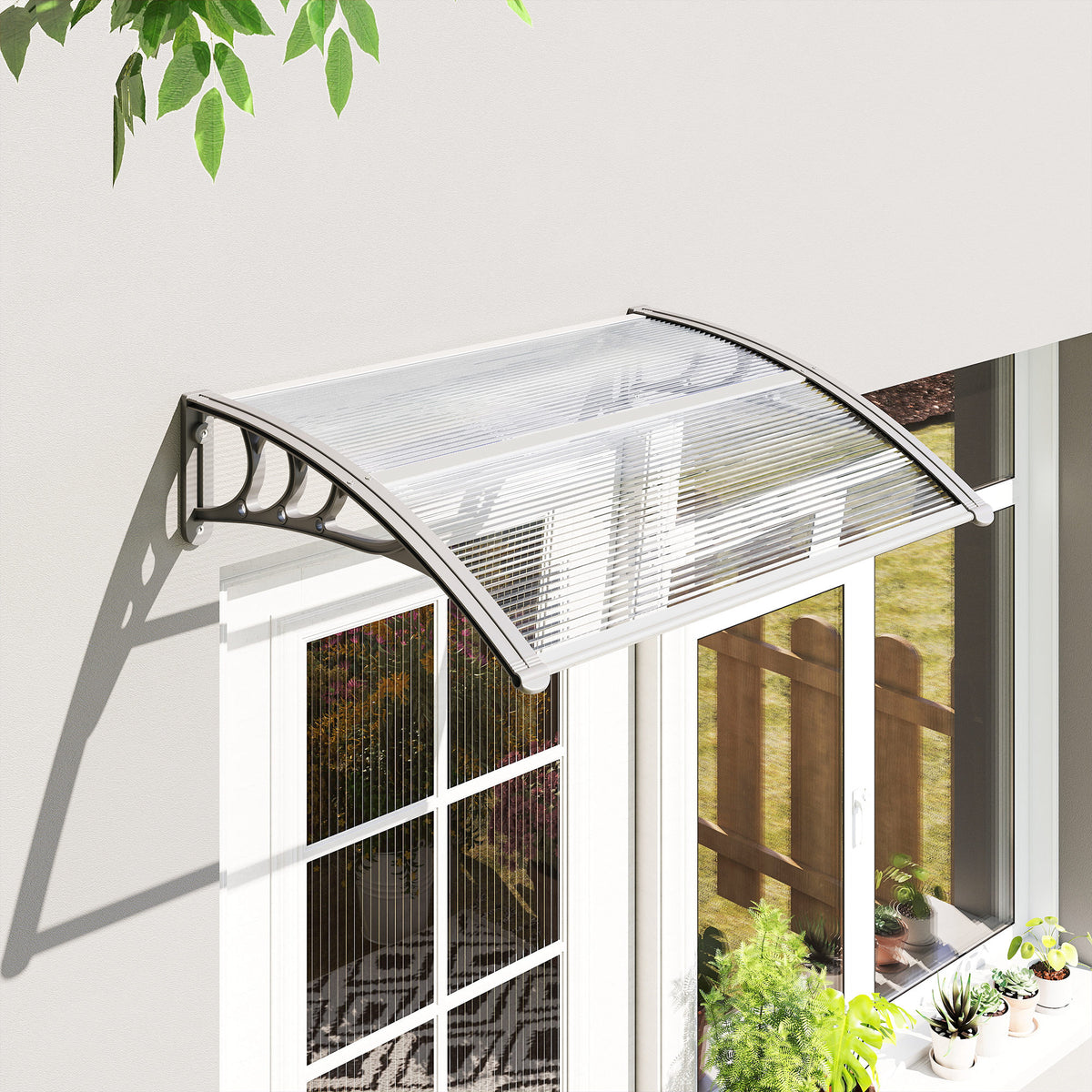 Outsunny Marquesinas Exterior Para Puertas Y Ventanas 100x75 Cm Transparente_4
