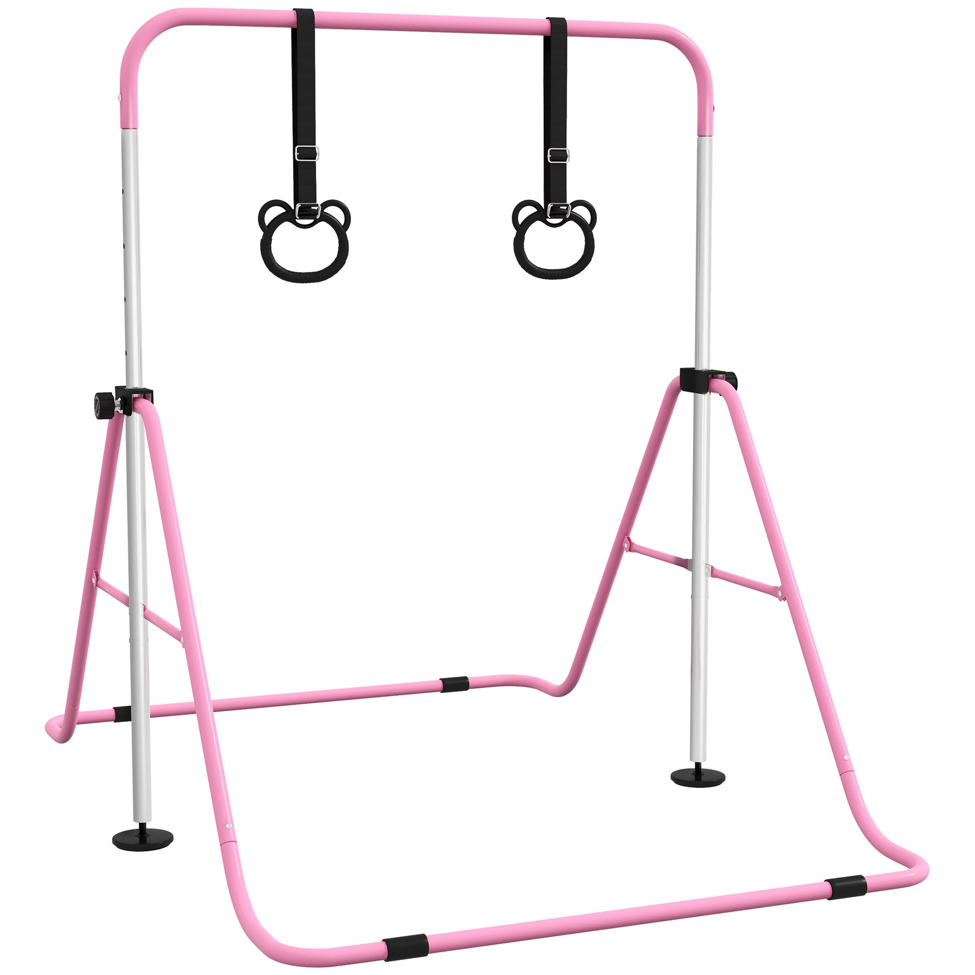 Homcom Barra De Gimnasia Para Niños Con Altura Ajustable En 5 Niveles Y Anillos_0