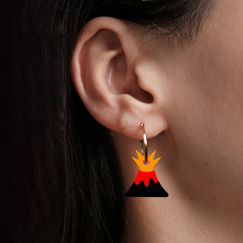 Pendientes Volcán - Aro de Acero Quirúrgico y Bañado en Oro de 18k - Nature Vibes_3