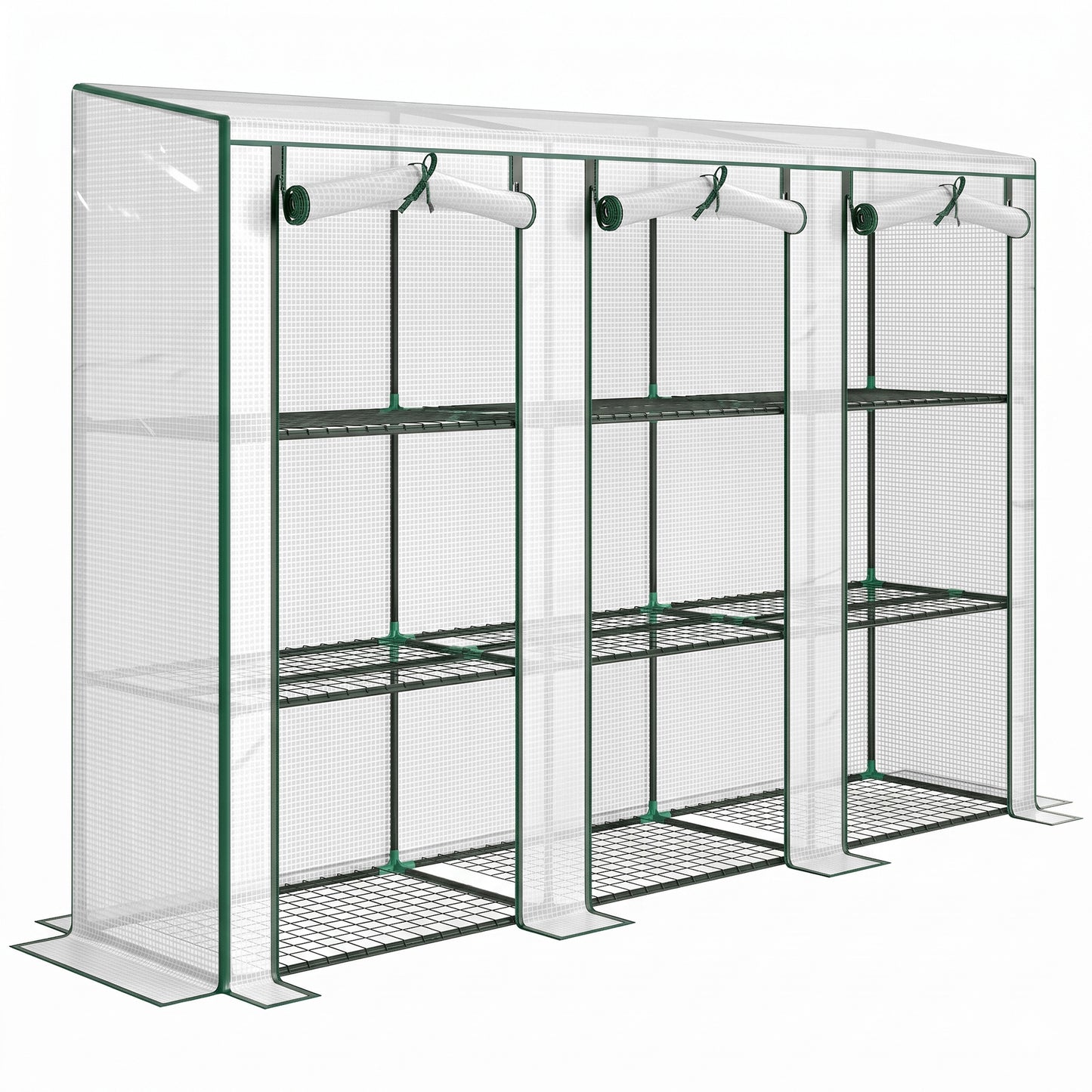 Outsunny Invernadero De Exterior Con 9 Estantes Puerta 215x46x151 Cm Blanco_0