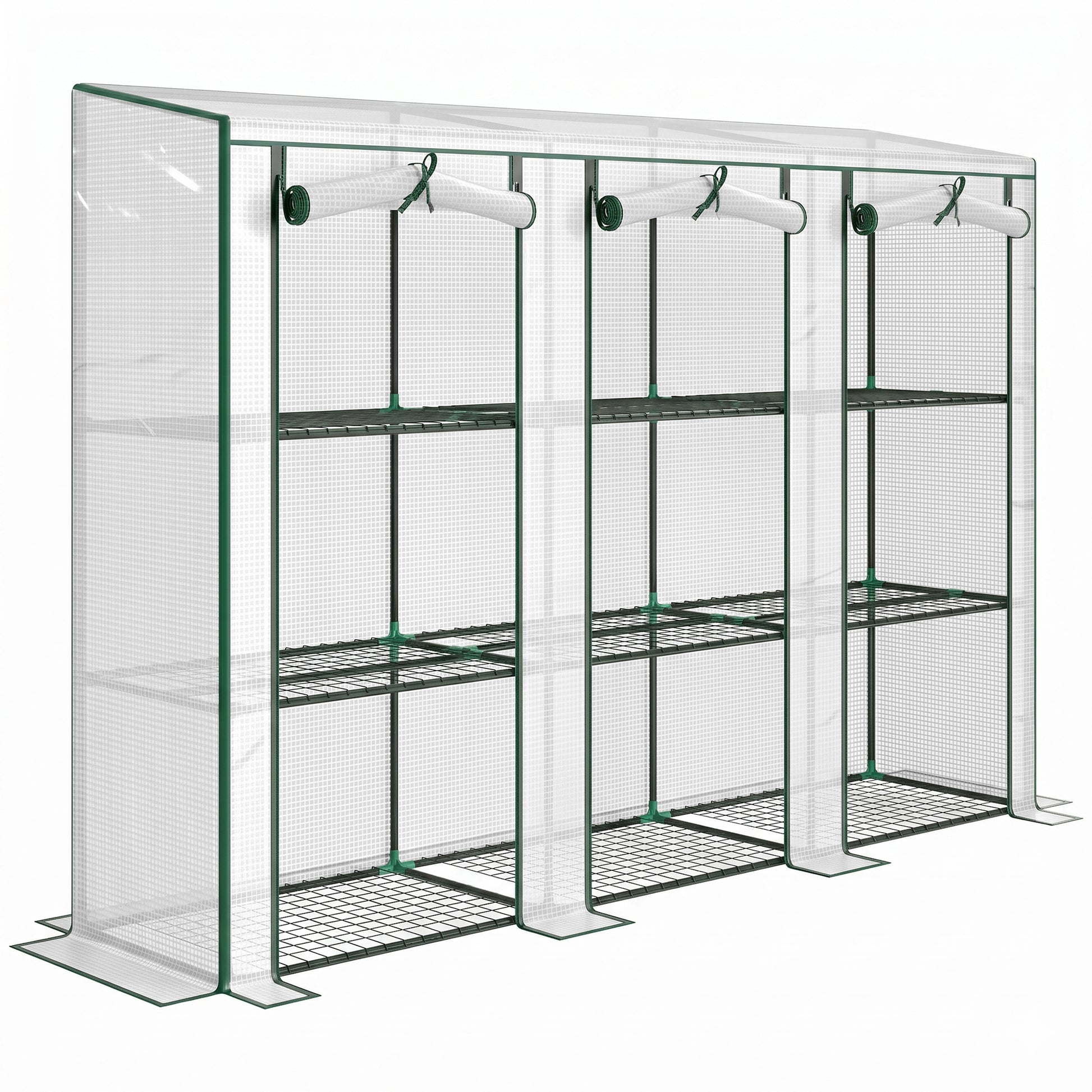 Outsunny Invernadero De Exterior Con 9 Estantes Puerta 215x46x151 Cm Blanco_0