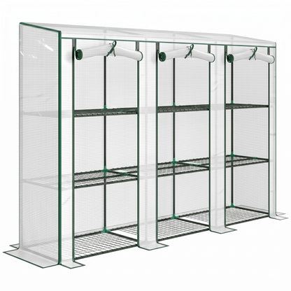 Outsunny Invernadero De Exterior Con 9 Estantes Puerta 215x46x151 Cm Blanco_0