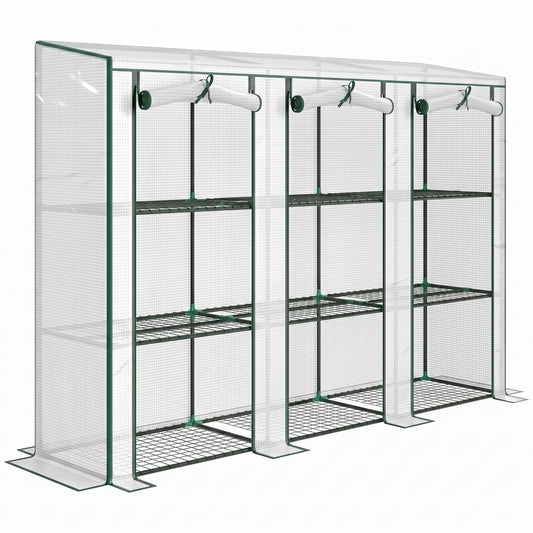 Outsunny Invernadero De Exterior Con 9 Estantes Puerta 215x46x151 Cm Blanco_0