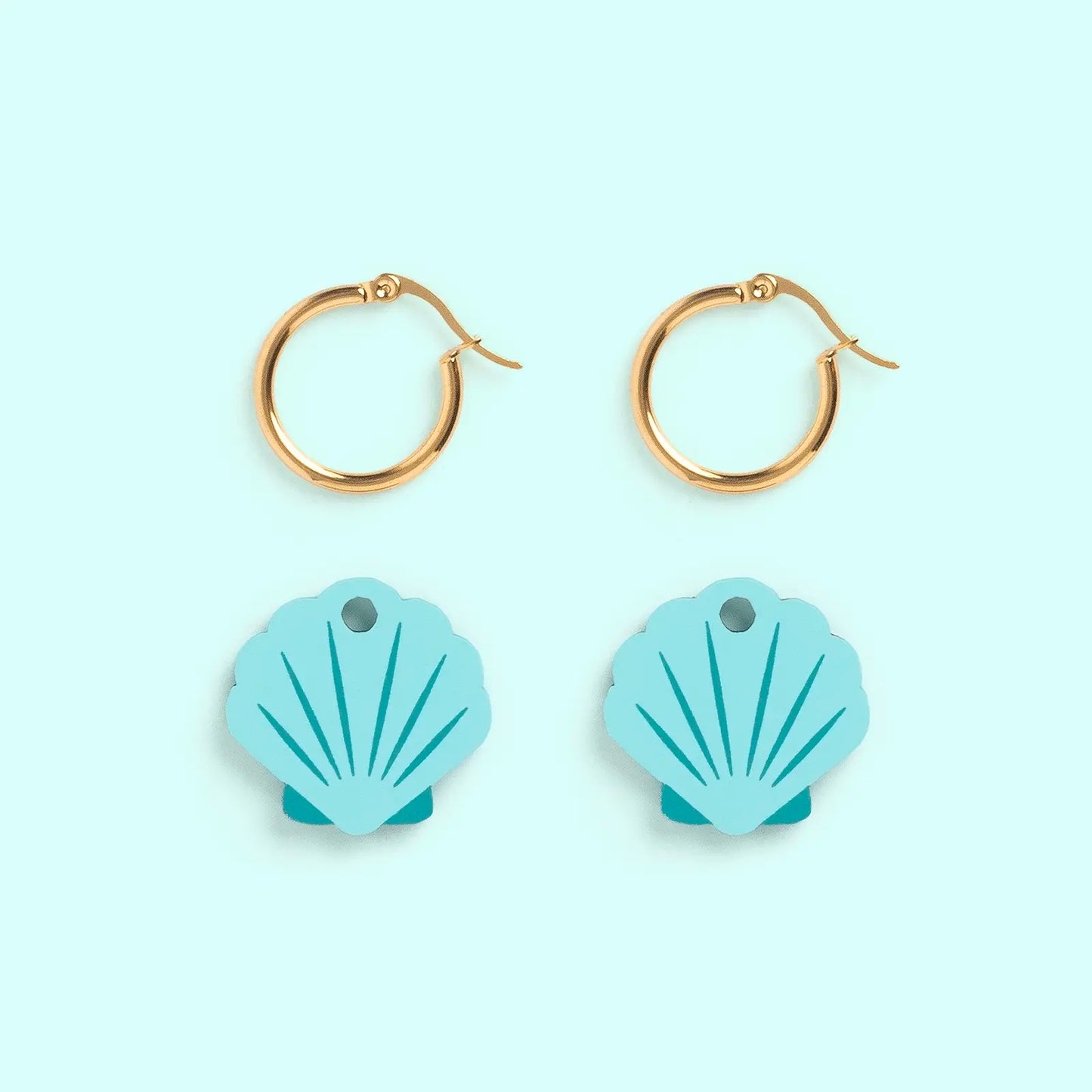 Pendientes Concha de Mar - Aro de Acero Quirúrgico y Bañado en Oro de 18k - Nature Vibes_2