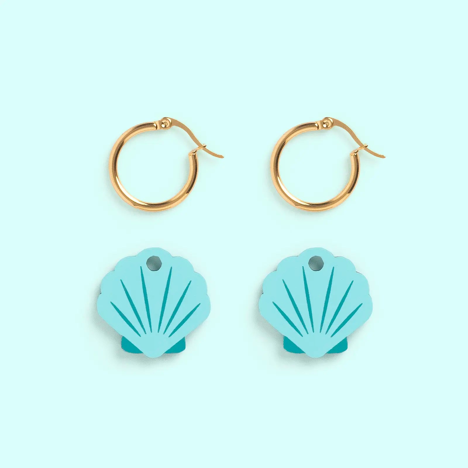 Pendientes Concha de Mar - Aro de Acero Quirúrgico y Bañado en Oro de 18k - Nature Vibes_2