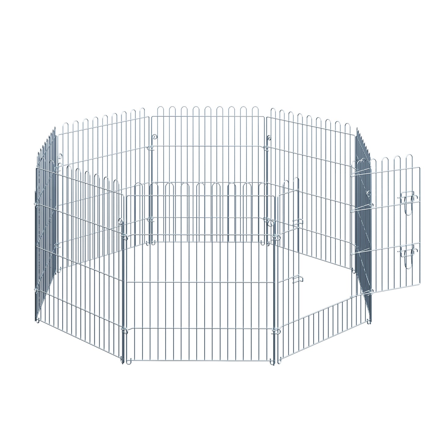 Pawhut Parque Para Perros De 8 Piezas 63x76 Cm Con 1 Puerta Plata_3