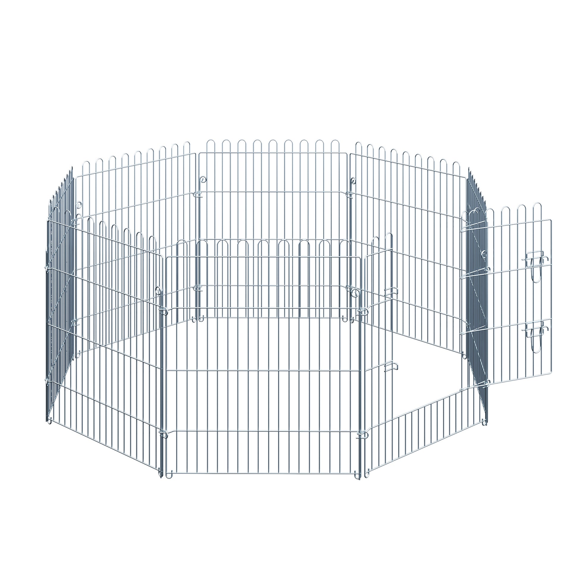 Pawhut Parque Para Perros De 8 Piezas 63x76 Cm Con 1 Puerta Plata_3