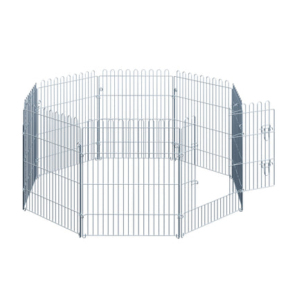 Pawhut Parque Para Perros De 8 Piezas 63x76 Cm Con 1 Puerta Plata_3
