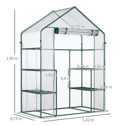 Outsunny Invernadero De Jardín Con 4 Estantes 142x73x195 Cm Verde_2
