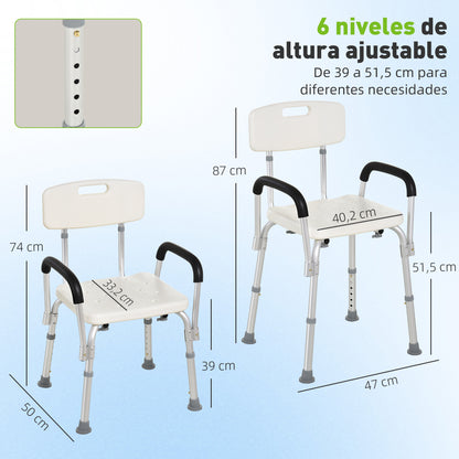 Homcom Silla De Ducha Para Personas Mayores Con Respaldo Carga 136 kg_2