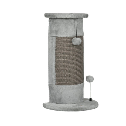 Pawhut Poste Rascador Para Gatos 58 Cm Con Bolas Colgantes 34x25,5x58 Cm Gris_0