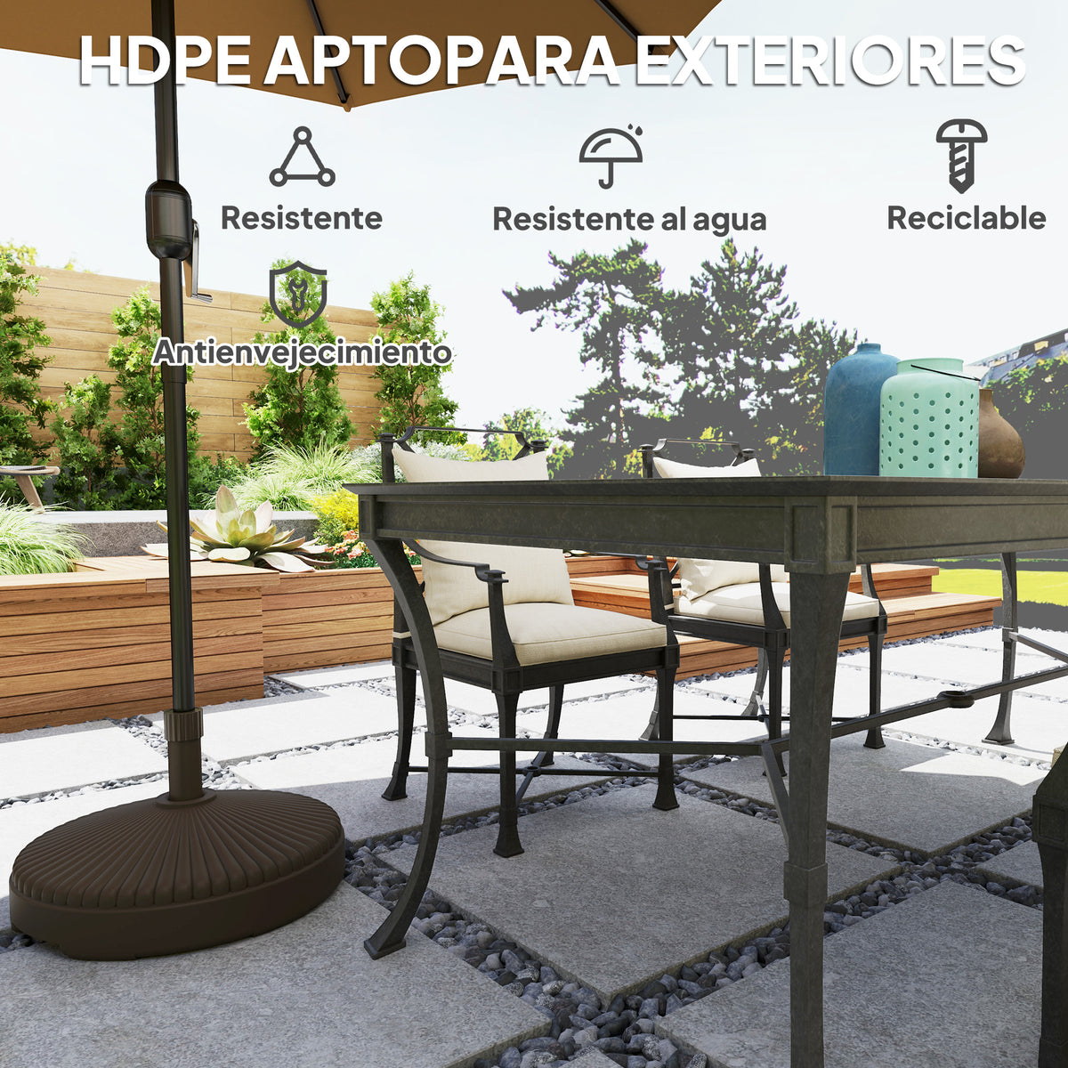 Base De Sombrilla Outsunny Hdpe Marrón 55x55x30 Cm_5