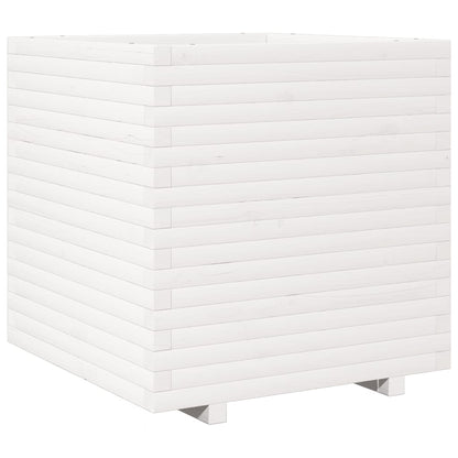 Jardinera De Madera Maciza De Pino Blanca 70x70x72 Cm_0