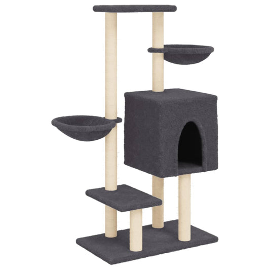 Rascador Para Gatos Con Postes De Sisal Gris Oscuro 117 Cm_0