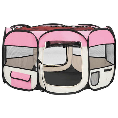 Parque De Perros Plegable Y Bolsa Transporte Rosa 125x125x61cm_2