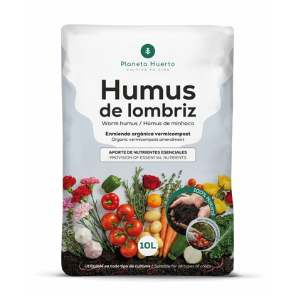 Humus de Lombriz 100% Natural Planeta Huerto 10 L