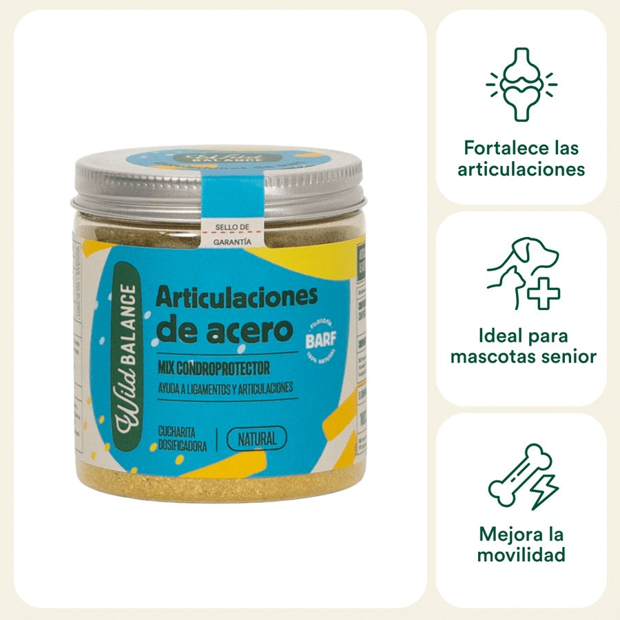 Articulaciones de Acero Suplemento natural para mascotas Wild Balance 100 g