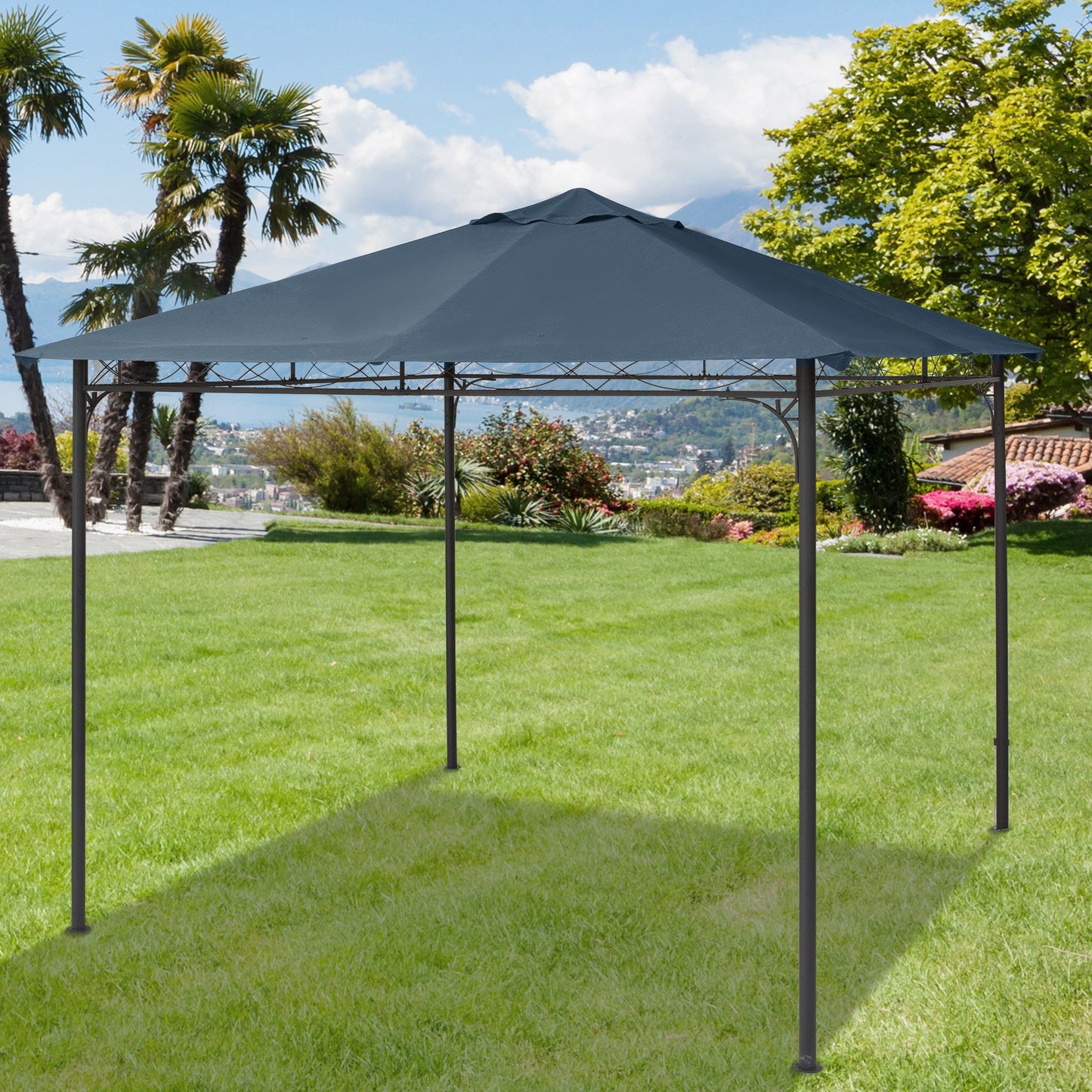 Outsunny Techo De Repuesto 300x300 Cm Cenador De Jardín Con 8 Orificios Verde_1