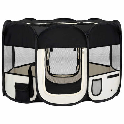 Parque De Perros Plegable Y Bolsa Transporte Negro 110x110x58cm_0