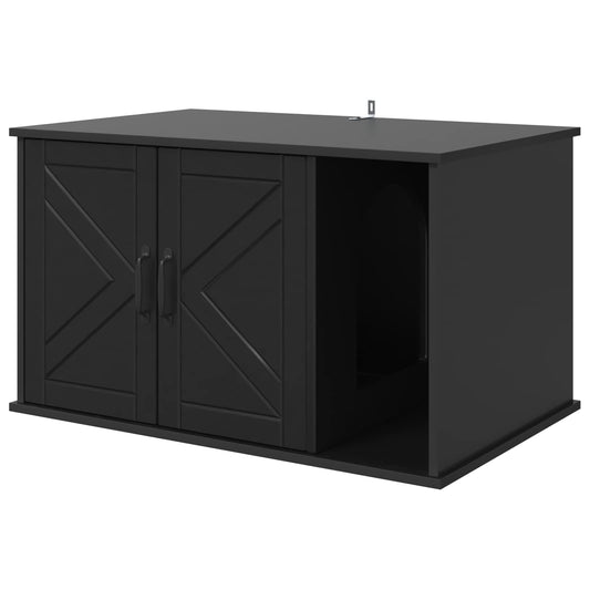 Casa Para Gatos Negro 85 X 55 X 50 Cm Madera De Ingeniería_0